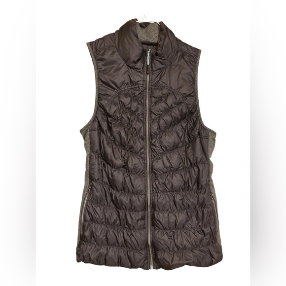 Tangerine Jackets & Blazers - Tangerine Dark Gray and Silver Puffer Vest Full Zip